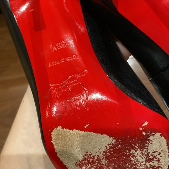 Christian Louboutin / Geo Black Leather Pump Spike Patent Toe Cap pigalle 38.5 - Picture 5 of 10
